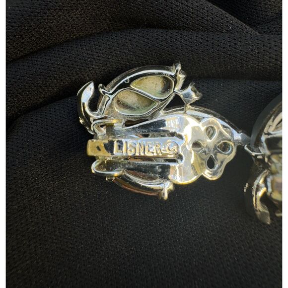 Vintage Lisner Moonglow Glass Clip on Earrings - Picture 5 of 6